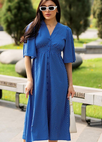 Синее синя сукня софт довга в горох софт марітель Maritel'