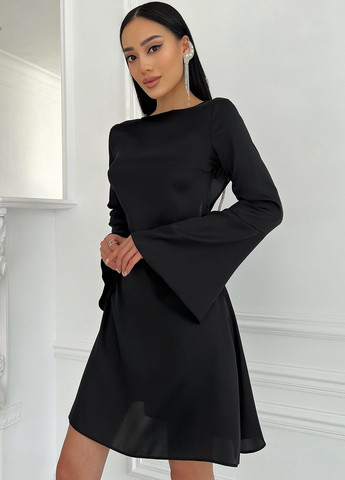 Черное чорна шовкова сукня з відкритою спиною шовк марітель Maritel'
