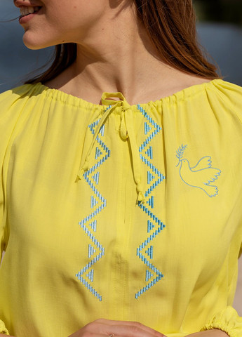 Жовта жовта вишиванка україна льон штапель марітель Maritel'