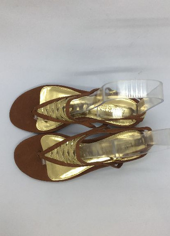 Золотые босоножки-вьетнамки Ralph Lauren с ремешком