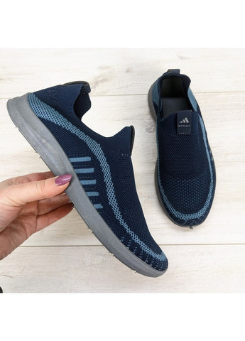 Синие демисезонные кроссовки мокасины мужские текстильные Paolla