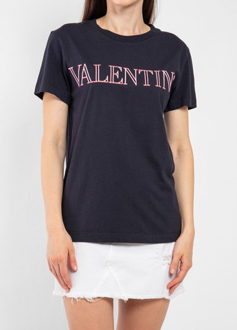 Черная летняя черная футболка с логотипом Valentino