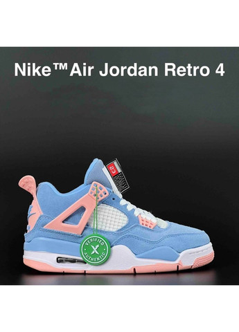 Блакитні осінні жіноічі кросівки блакитні «no name» Nike Air Jordan 4 Retro