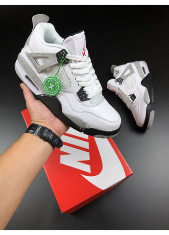 Белые демисезонные женские кроссовки белые с серым «no name» Nike Air Jordan 4 Retro