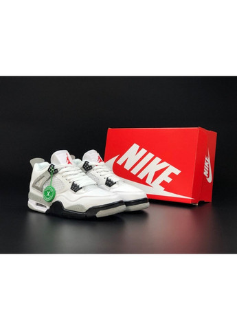 Белые демисезонные женские кроссовки белые с серым «no name» Nike Air Jordan 4 Retro
