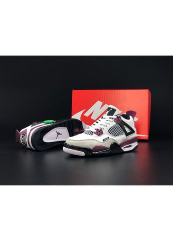 Білі осінні жіноічі кросівки білі з бордовим «no name» Nike Air Jordan 4 Retro