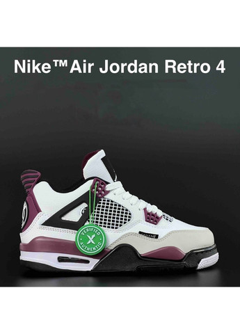 Білі осінні жіноічі кросівки білі з бордовим «no name» Nike Air Jordan 4 Retro