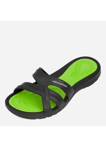 Черные шлепанцы panama 6594 черный, зеленый Aqua Speed