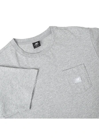 Серая мужская футболка athletics pocket l (mt01567ag l) New Balance