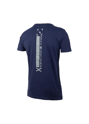Синяя мужская футболка t-shirt seek&discovery back vertical print jx22a синий xl (o102628-k882 xl) Jeep