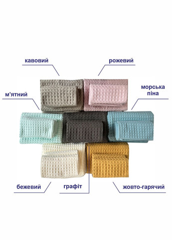 Lovely Svi набор вафельных полотенец 3 в 1: 70 на 140 см, 2 шт - 34 на 72 см - для ванной, отелей, spa, саун - мятный мятный производство - Китай