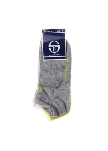 Сірі шкарпетки 3-pack white/gray/yellow Sergio Tacchini логотипи (260795766)