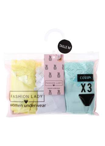 Трусики-сліп Fashion ady Sli Slip F 3-pack L yellow/white/turquoise Fashion Lady (260796150)