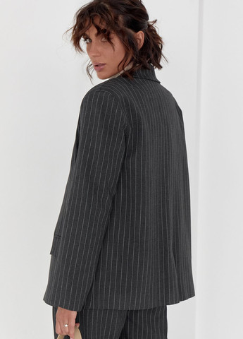 Темно-серый женский женский пиджак на пуговицах в полоску Lurex - демисезонный