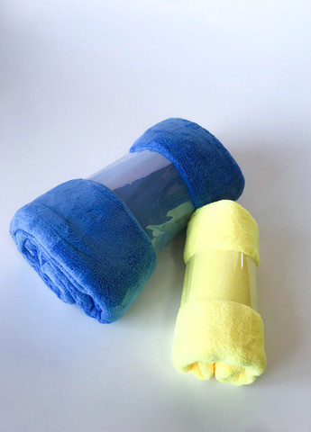 Homedec комплект однотонных полотенец 2 шт., микрофибра однотонный сине-желтый производство - Турция