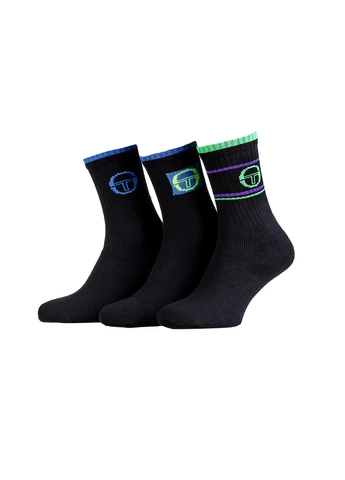 Чёрные носки 3-pack black Sergio Tacchini логотипы (260943026)