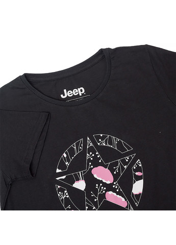 Чорна демісезон жіноча футболка t-shirt star botanical print j22w чорний Jeep