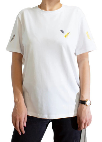 Белая демисезон женская футболка feathers white No Brand