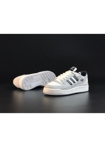 Серые демисезонные мужские кроссовки серые с белым\черными «no name» adidas Forum Low