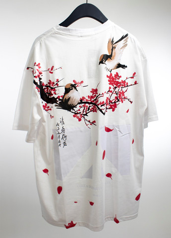 Белая демисезон женская футболка cherry blossoms white No Brand