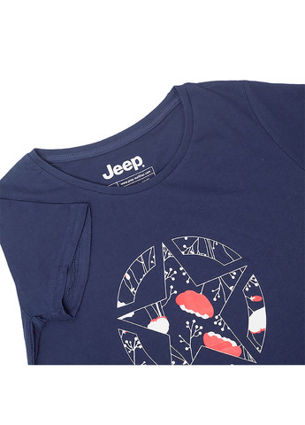 Синяя демисезон женская футболка t-shirt star botanical print j22w синий Jeep