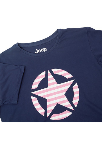 Женская Футболка T-SHIRT OVERSIZE STAR Striped Print Turn Синий Jeep - (260955650)