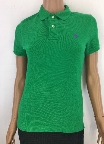 Женская зеленая футболка поло Ralph Lauren однотонная