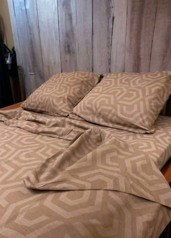 Комплект постельного белья Гексагон коричневый полуторный 215 х 150 см No Brand (261027609)