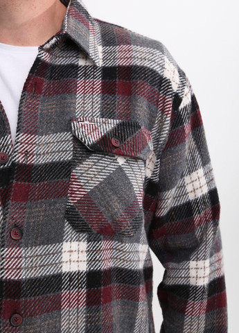Сорочка чоловіча сіра з червоним тепла в клітку Bagarda Прямая (261029058)