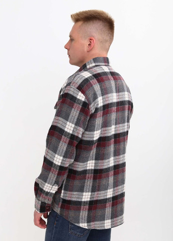Сорочка чоловіча сіра з червоним тепла в клітку Bagarda Прямая (261029058)