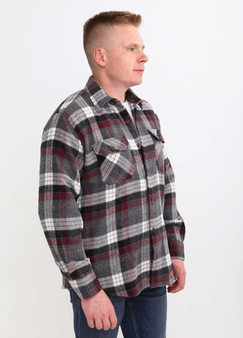 Сорочка чоловіча сіра з червоним тепла в клітку Bagarda Прямая (261029058)
