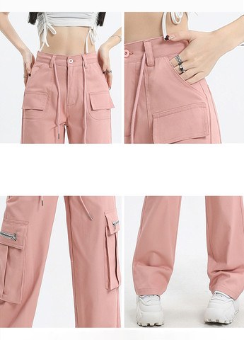 Розовые кэжуал демисезонные карго брюки No Brand