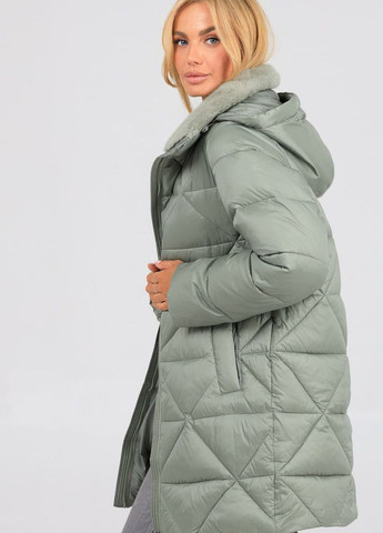 Оливкова зимня куртка-пуховик великих розмірів оливковий Black