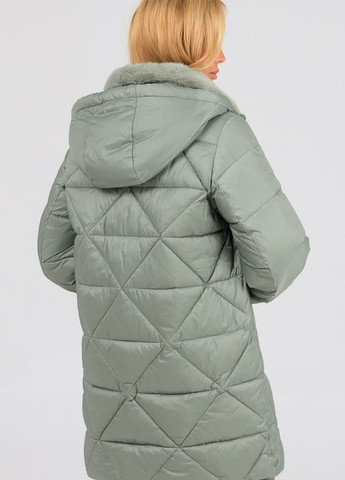 Оливкова зимня куртка-пуховик великих розмірів оливковий Black