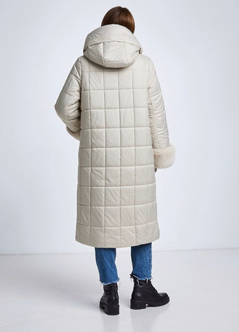 Перлова зимня пальто на верблюжій шерсті duvetti перлинний Lora