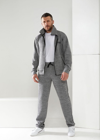 Серый демисезонный спортивный костюм из стрейчевого фактурного трикотажа, с курткой на молнии, Tailer