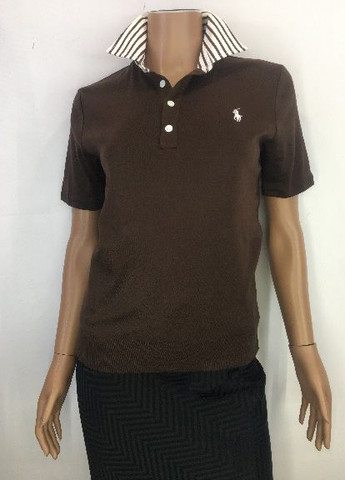 Женская коричневая футболка поло Ralph Lauren однотонная