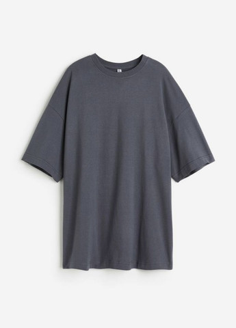 Темно-серая всесезон футболка оверсайз с коротким рукавом H&M