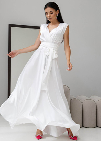Белое карнавальный вечернее платье из искусственного шелка Jadone Fashion однотонное