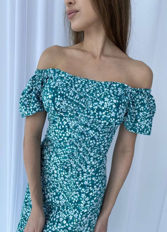 Зеленое пляжное платье а-силуэт FashionYouWant с цветочным принтом