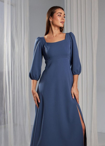 Синее вечернее платье а-силуэт FashionYouWant однотонное