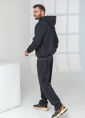 Серый демисезонный утепленный удлиненный трикотажный спортивний костюм с капюшоном Tailer