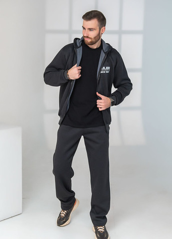 Сірий демісезонний утепленний подовженний трикотажний спортивний костюм з капюшоном Tailer