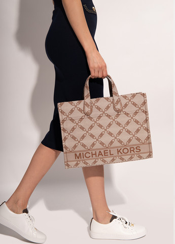 Сумка женская жакардовая Michael Kors gigi large empire logo jacquard tote bag (261324598)