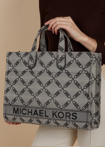 Сумка женская из жакардовая Michael Kors gigi large empire logo jacquard tote bag (261324597)