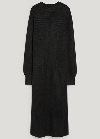Чорна кежуал тепла сукня в рубчик C&A однотонна