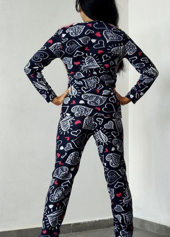 Комбінована зимня тепла зимова піжама велсофт фліс з махрою кофта + брюки Rinda Pijama