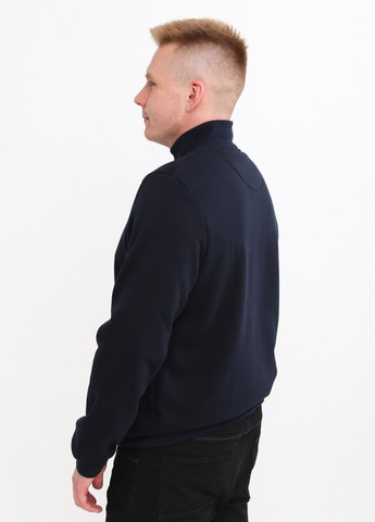Темно-синій світшот чоловічий темно-синій флісовий з горлом на блискавці Jean Piere однотонний (261338284)