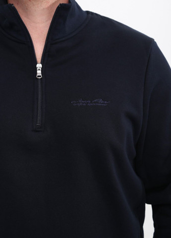 Темно-синій світшот чоловічий темно-синій флісовий з горлом на блискавці Jean Piere однотонний (261338284)
