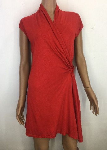 Красное кэжуал платье на запах Ralph Lauren однотонное